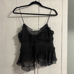 Zara Black Ruffled Going Out Top